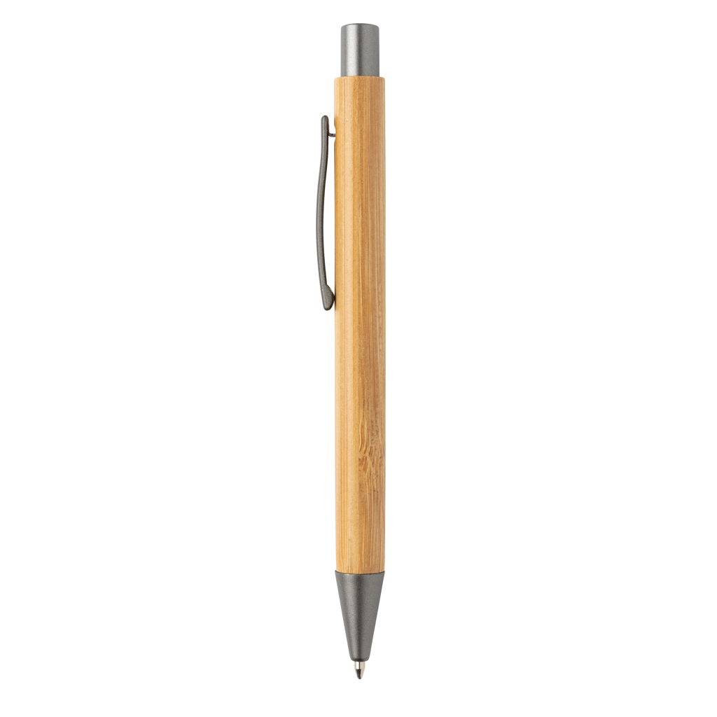 XD Collection Slim Design Bambus-Stift P610 – Click-Mechanik, Metallclip, werbedruckfähig