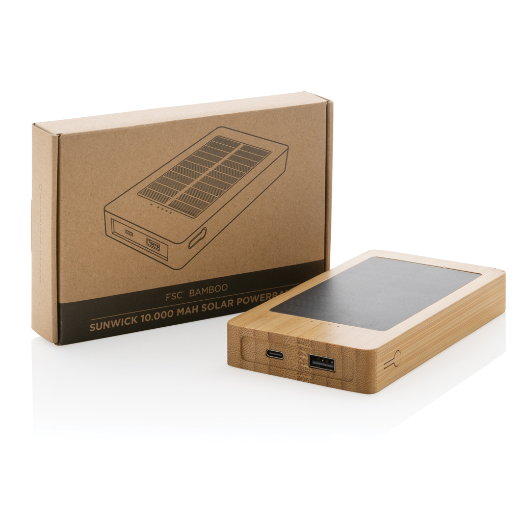 Sunwick Solar-Powerbank 10.000 mAh aus FSC-Bambus, bedruckbar Sunwick Solar-Powerbank 10.000 mAh aus FSC-Bambus, bedruckbar