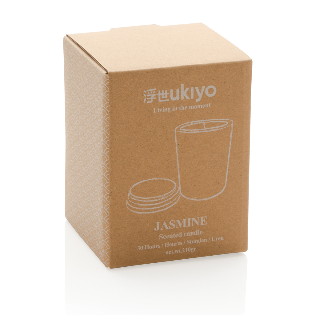 Ukiyo Deluxe Duftkerze mit Bambusdeckel, Jasmin im Glas
