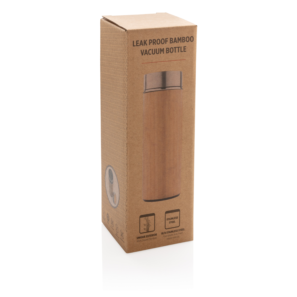XD Collection Bambus-Vakuumflasche 300 ml — doppelwandig, auslaufsicher, mit Logo bedruckbar