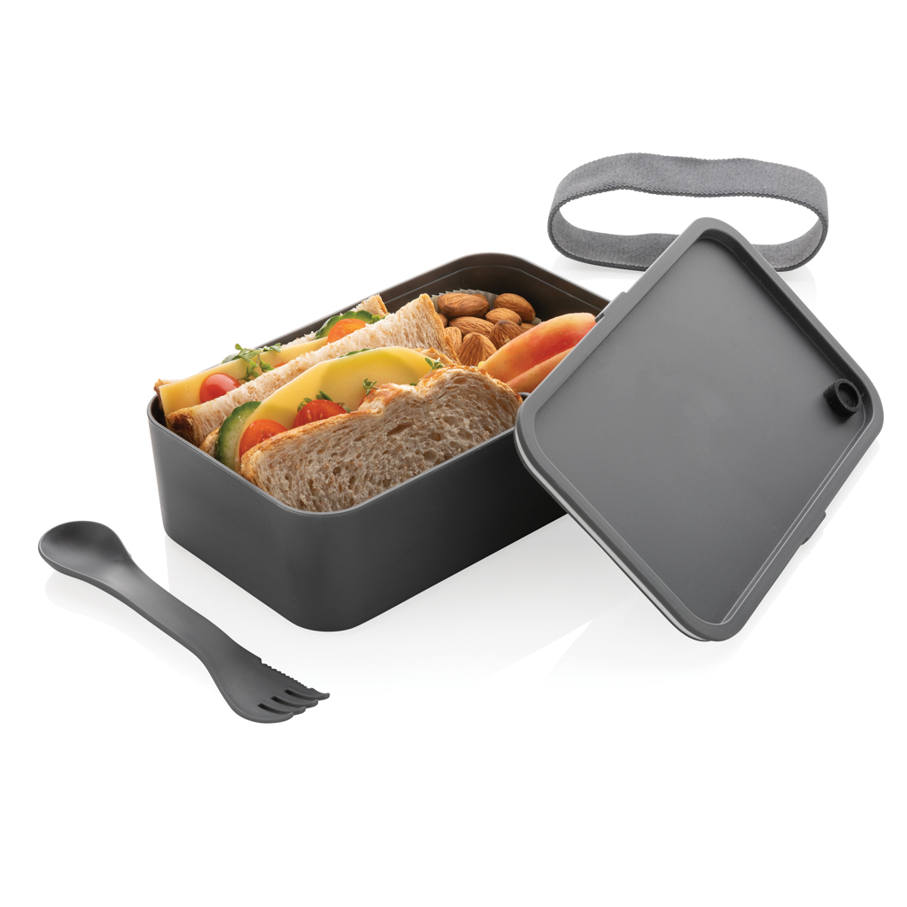 Lunchbox mit Göffel aus PP, 0,8 Liter, BPA-frei, mit Tampondruck Lunchbox mit Göffel aus PP, 0,8 Liter, BPA-frei, mit Tampondruck