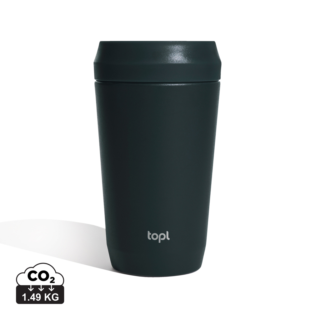 Topl Trinkbecher 354 ml aus recyceltem Edelstahl mit 360°-Deckel Topl Trinkbecher 354 ml aus recyceltem Edelstahl mit 360°-Deckel