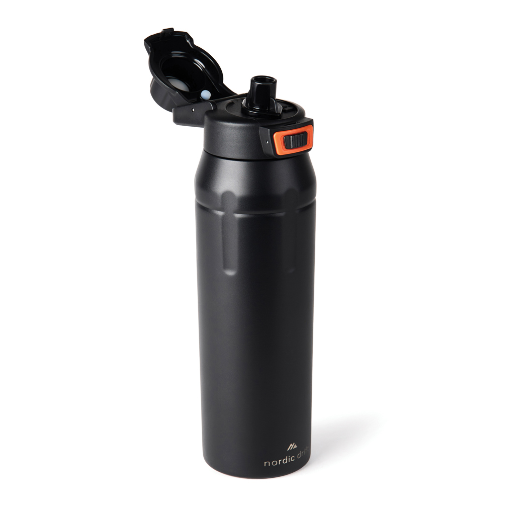 Nordic Drift Trail Sportflasche 750 ml RCS Edelstahl, schwarz – mit Lasergravur oder Tampondruck