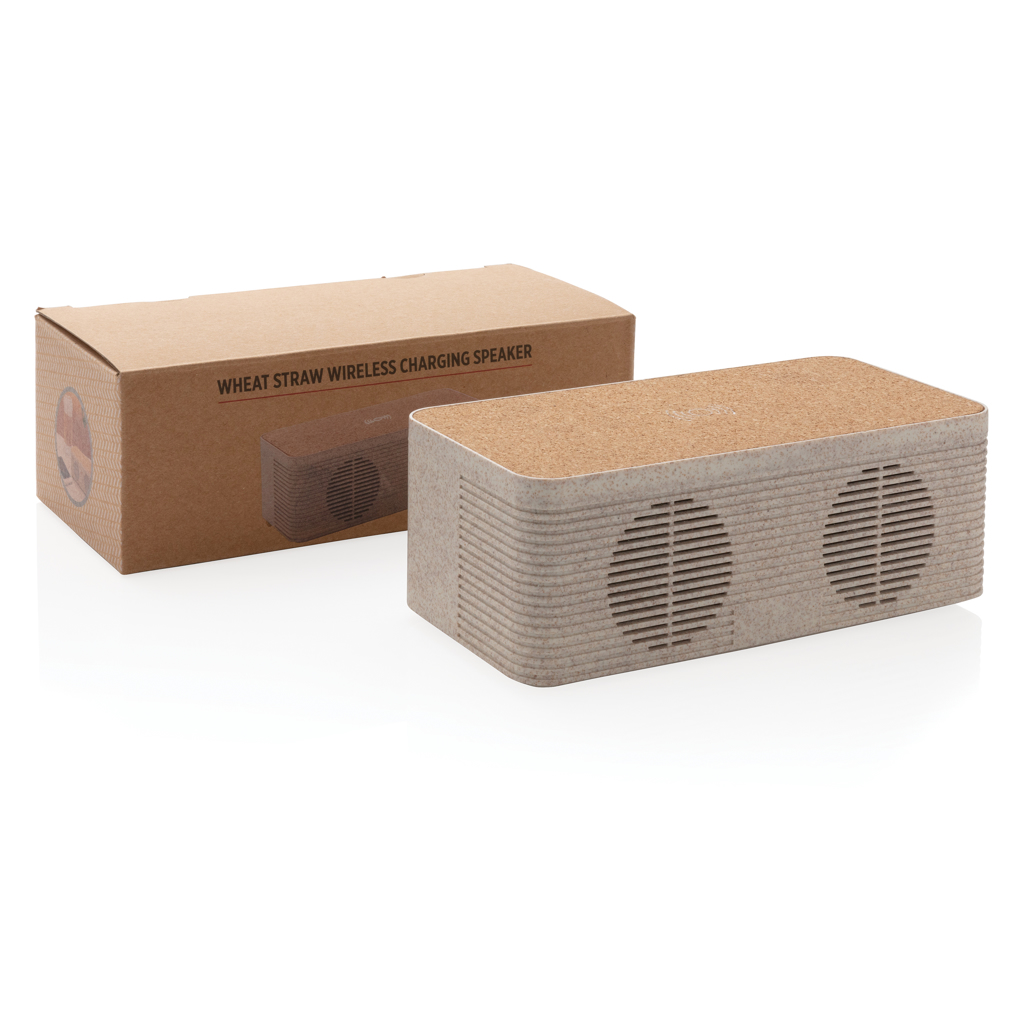 XD Collection Weizenstroh-Lautsprecher mit Qi-Wireless-Charger