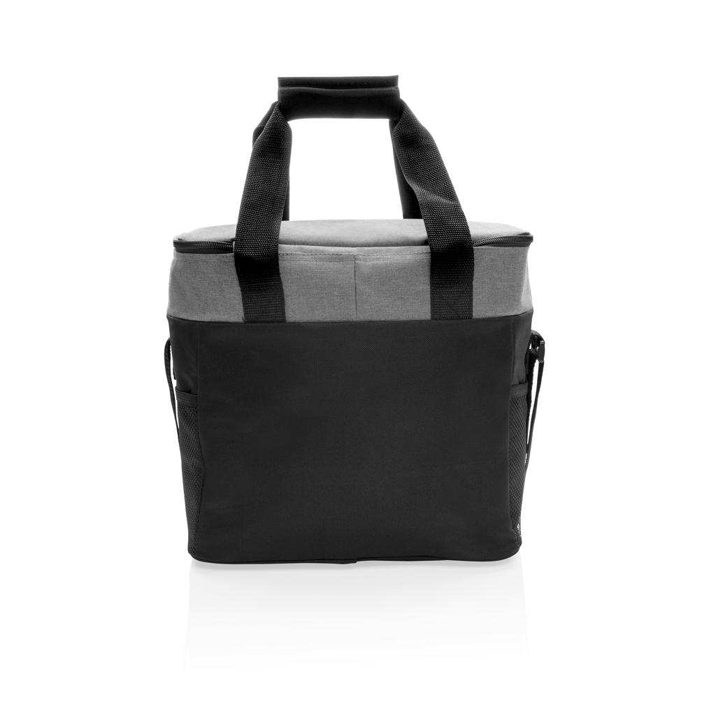 XD Collection Große Kühltasche 600D Polyester für 20 Dosen, grau, mit Logo bedruckbar
