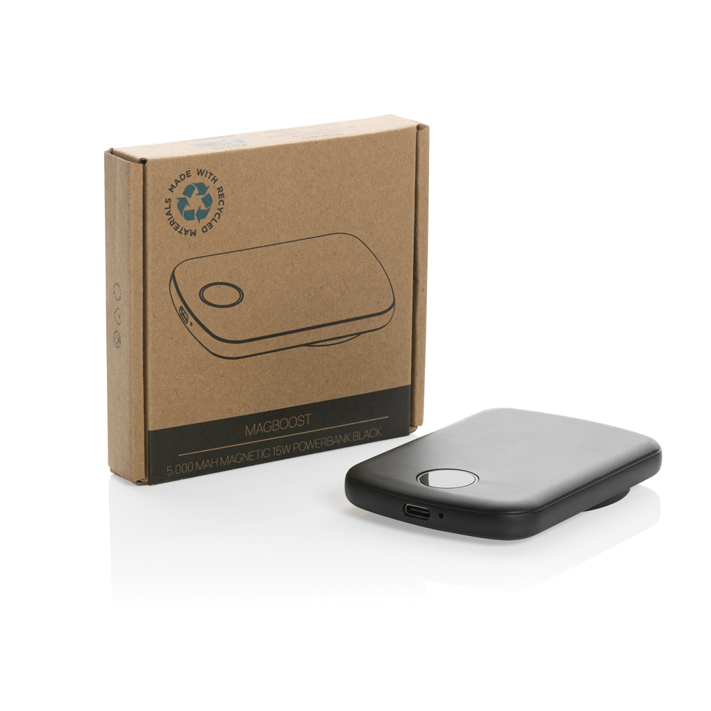 XD Collection MagBoost 5.000 mAh Magnet-Powerbank mit 15 W Wireless Charging, RCS-recyceltes ABS, bedruckbar XD Collection MagBoost 5.000 mAh Magnet-Powerbank mit 15 W Wireless Charging, RCS-recyceltes ABS, bedruckbar