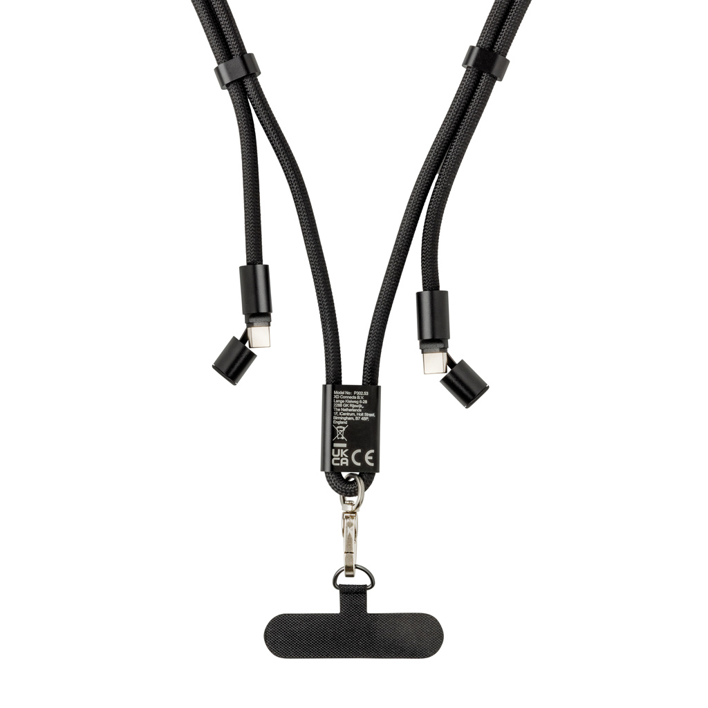 LoopAmp 160 cm USB-C-Ladekabel mit Umhängeband, 60 W, RCS rPET