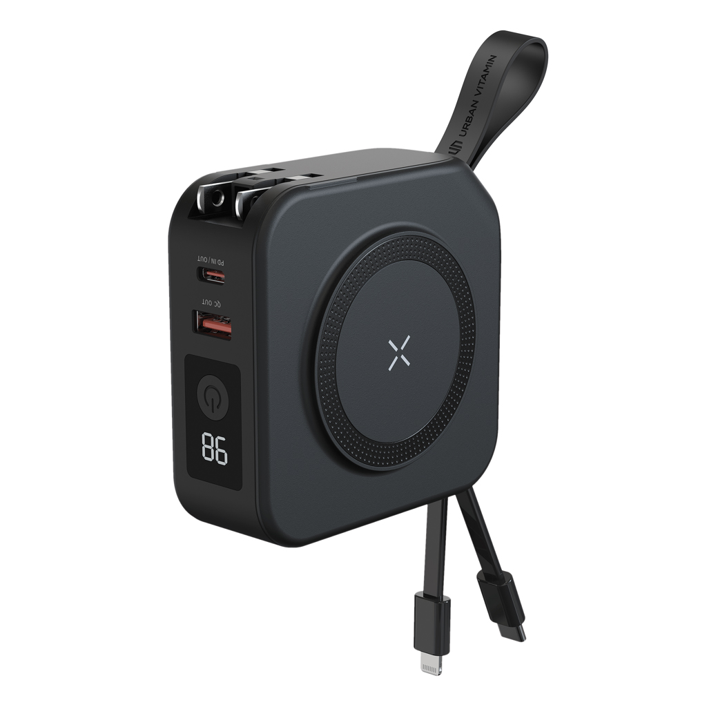 Urban Vitamin Saratoga 5-in-1 Powerbank 10.000 mAh mit Reise-Adaptern – bedruckbar