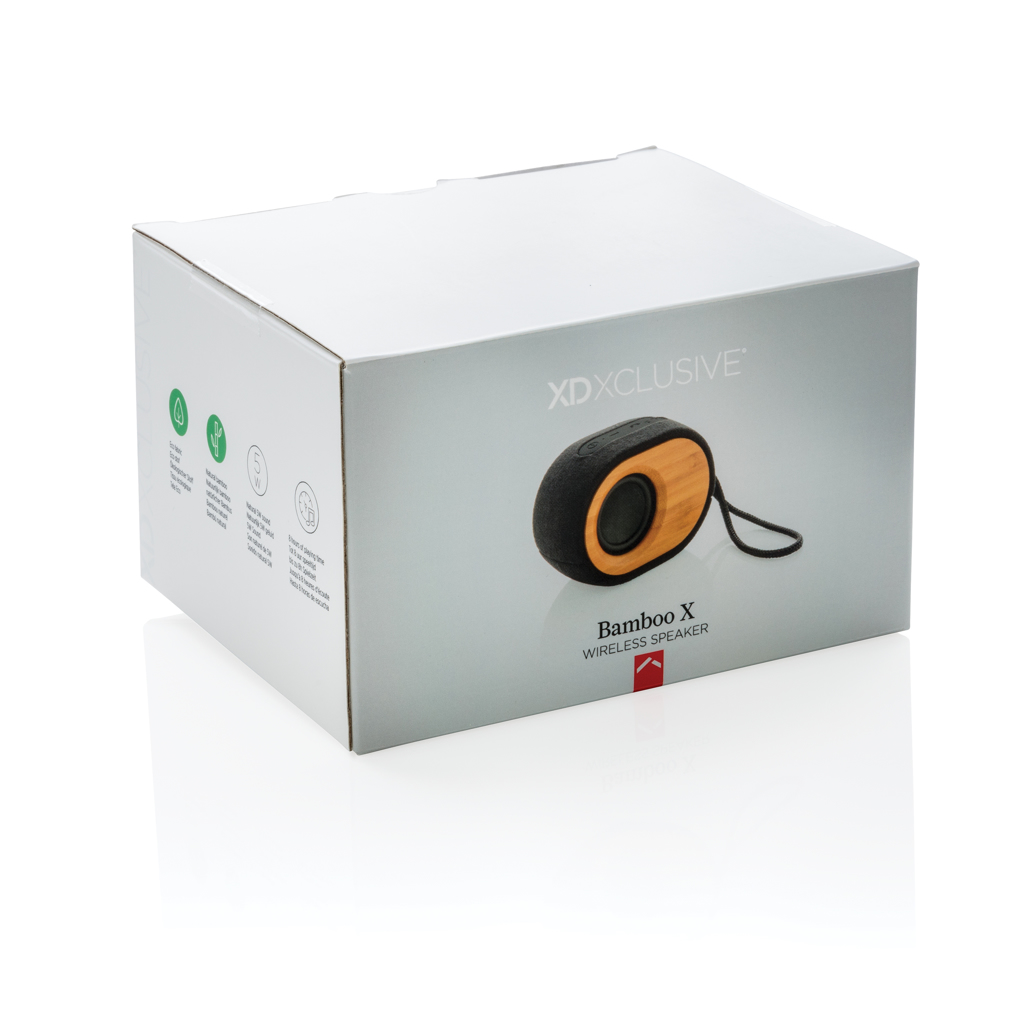Recyceltes PET & Bambus Bluetooth Lautsprecher – schwarz Recyceltes PET & Bambus Bluetooth Lautsprecher – schwarz