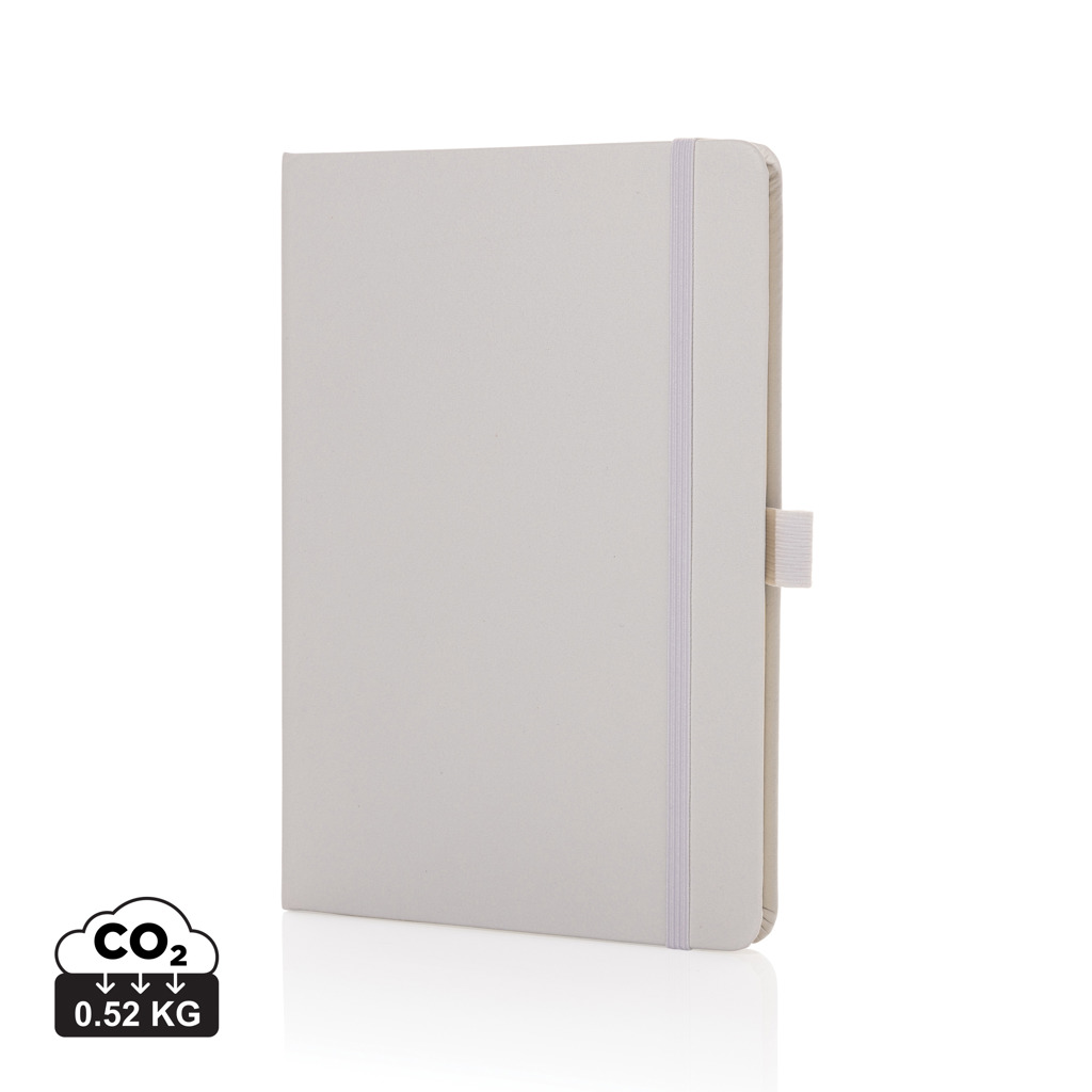Sam A5 Notizbuch aus recyceltem Lederfaserstoff – Elegantes Eventgeschenk mit Logo