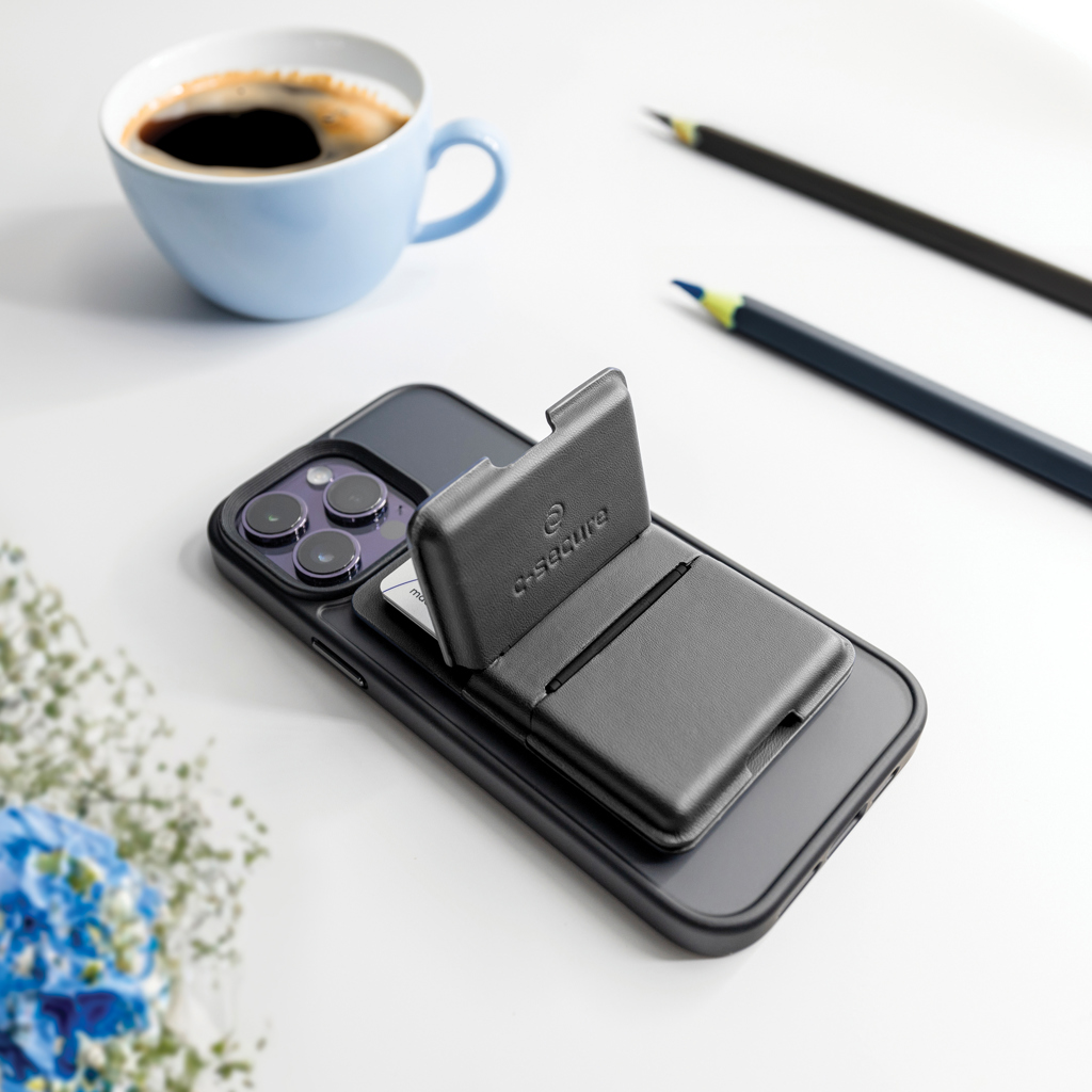MagSafe iPhone RFID Kartenetui Ständer PU – schwarz