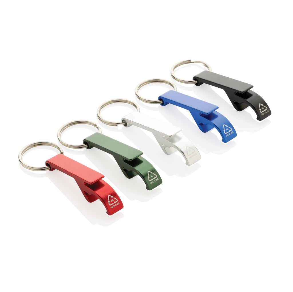 XD Collection Flaschen- und Dosenöffner-Schlüsselanhänger aus 79 % RCS-Recycling-Aluminium, mit Lasergravur