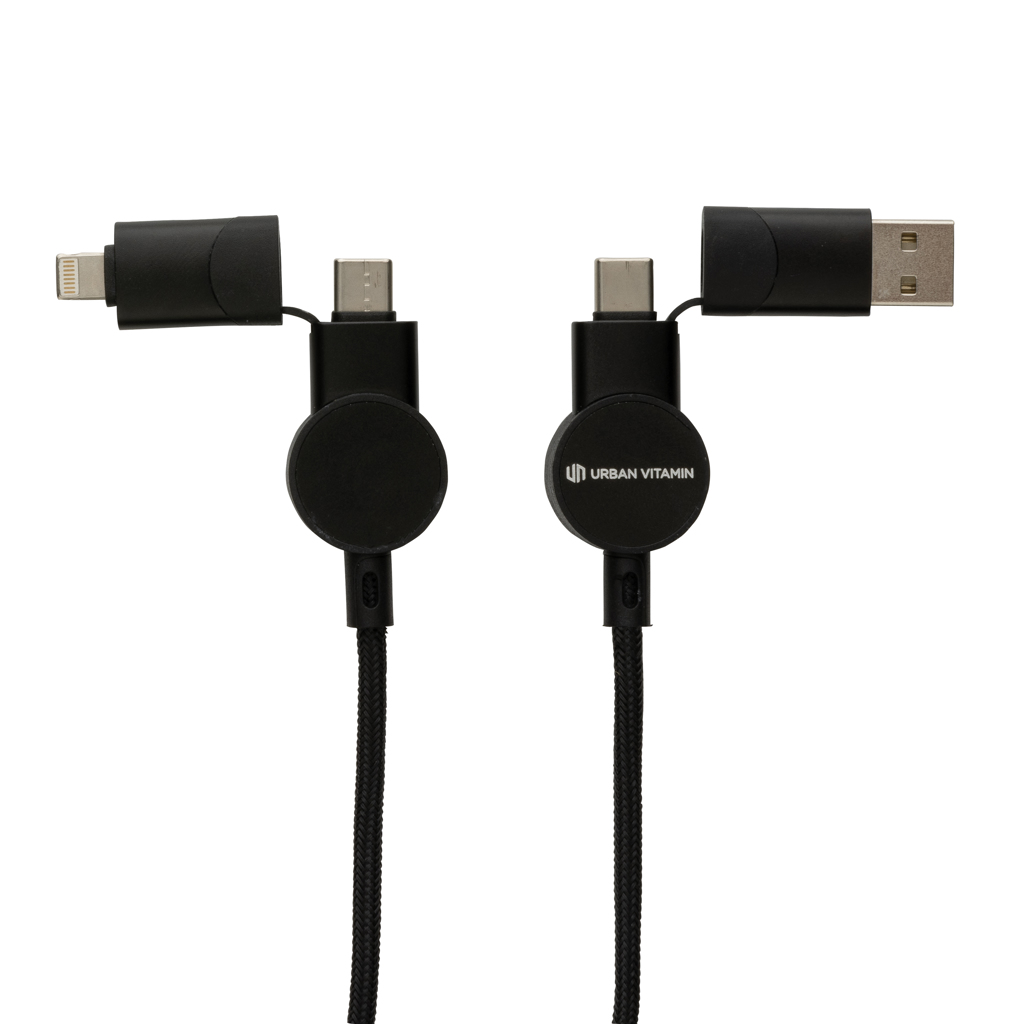 Oakland 6-in-1 Schnellladekabel RCS PET TPE 45W Werbegeschenk mit Logo Oakland 6-in-1 Schnellladekabel RCS PET TPE 45W Werbegeschenk mit Logo