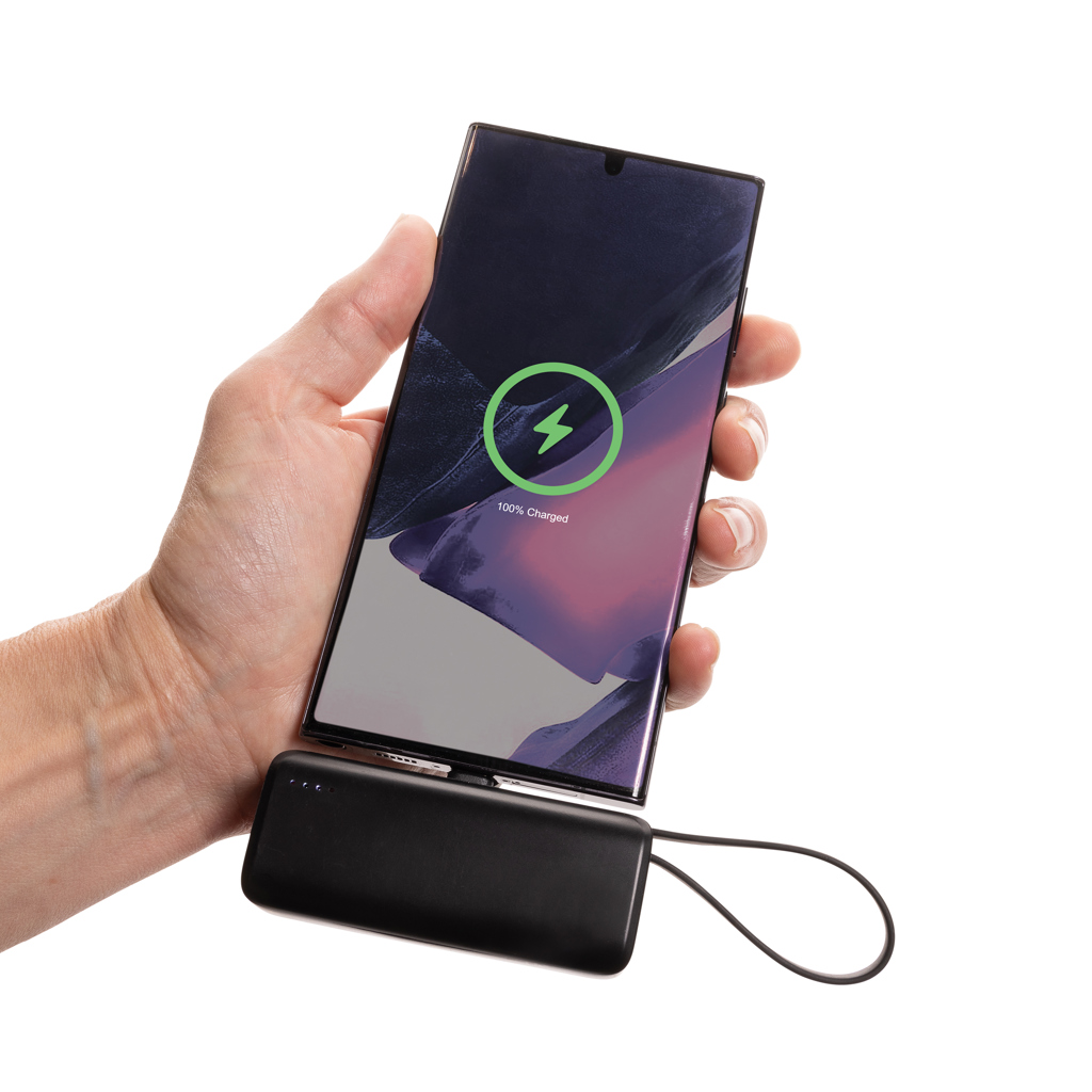 XD Collection Powerlink 3000 mAh Powerbank aus recyceltem ABS mit USB-C-Kabel