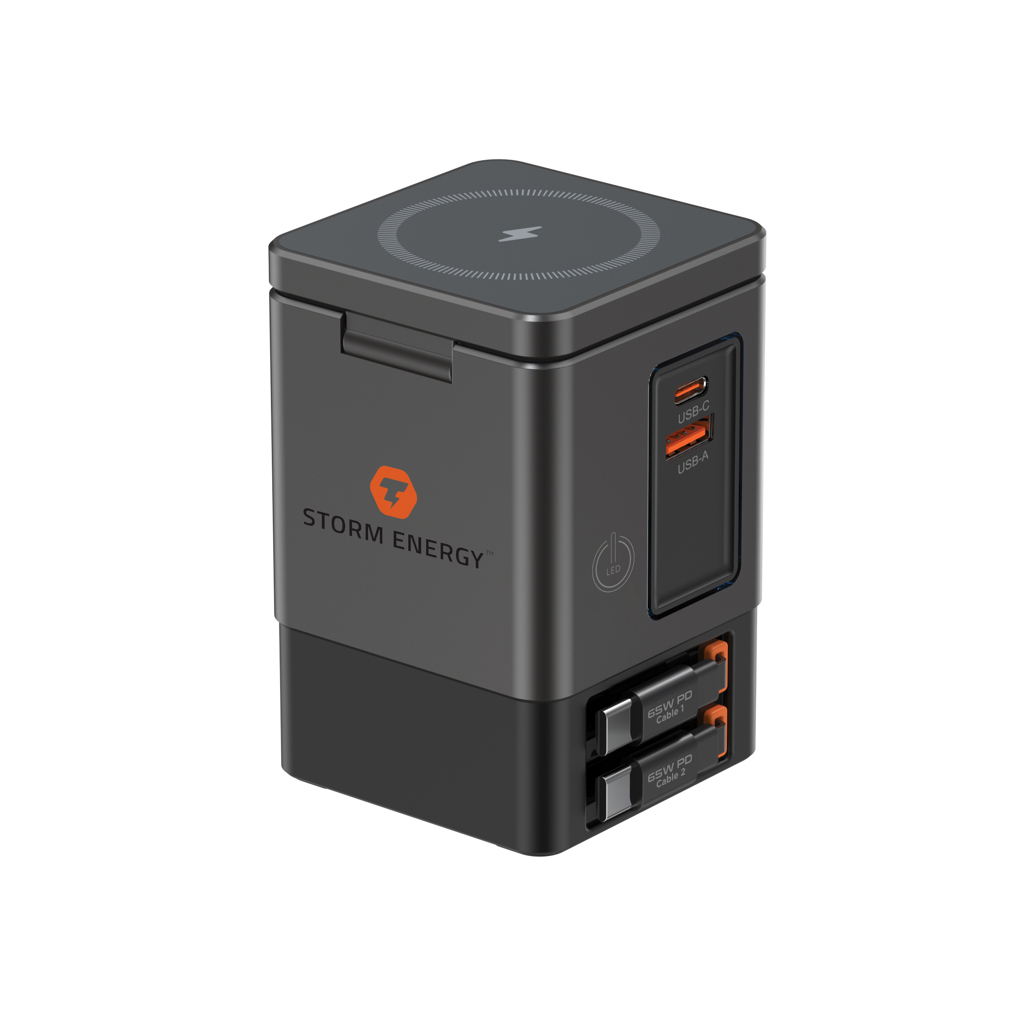 Urban Vitamin Sacramento 105W GaN-Charger mit einziehbaren USB-C-Kabeln & Wireless-Charging