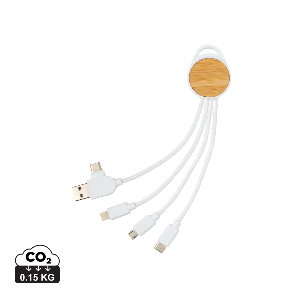 Ontario Multikabel 6-in-1 aus recyceltem Kunststoff – Ideales Eventgeschenk mit Logo