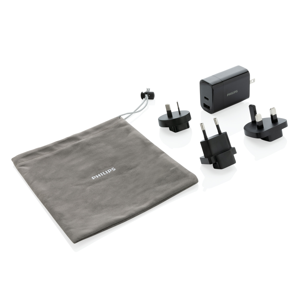 Philips USB-C PD 30W Reiseladegerät, 4 Stecker – schwarz