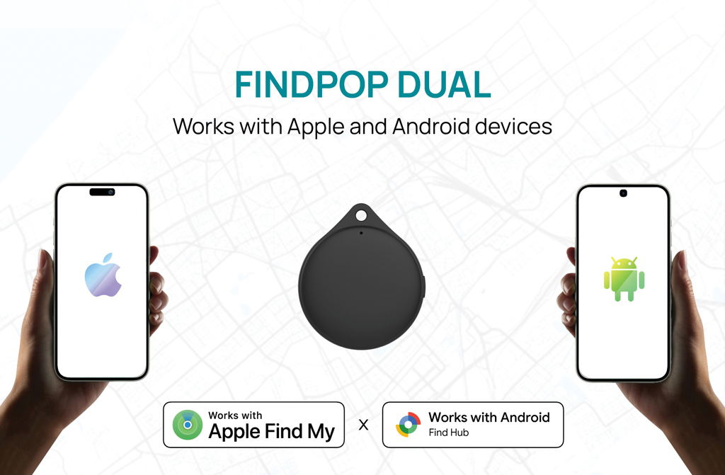 Findpop Bluetooth-Tracker aus RCS-recyceltem ABS, kompatibel mit Apple Find My und Android Find Hub