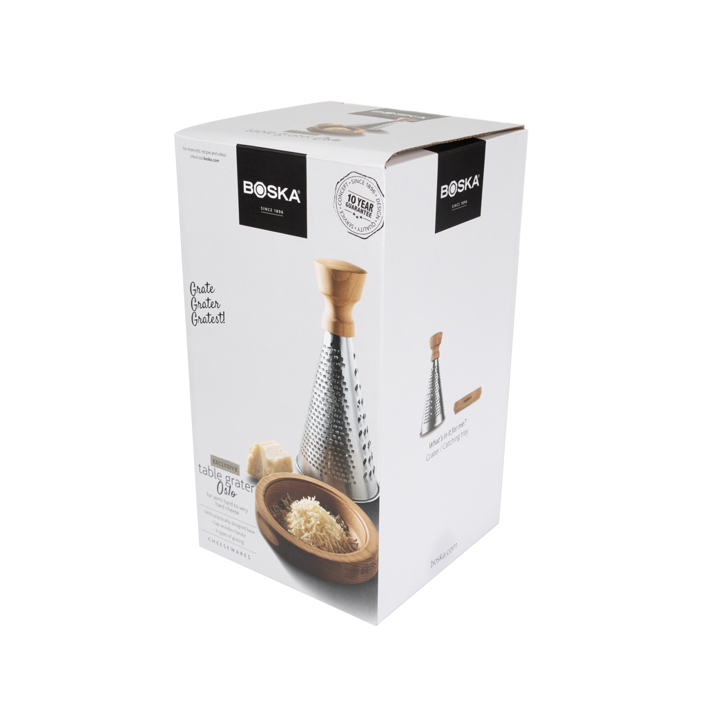 Boska Tischreibe Oslo+ aus Edelstahl und Holz mit Logo-Gravur Boska Tischreibe Oslo+ aus Edelstahl und Holz mit Logo-Gravur