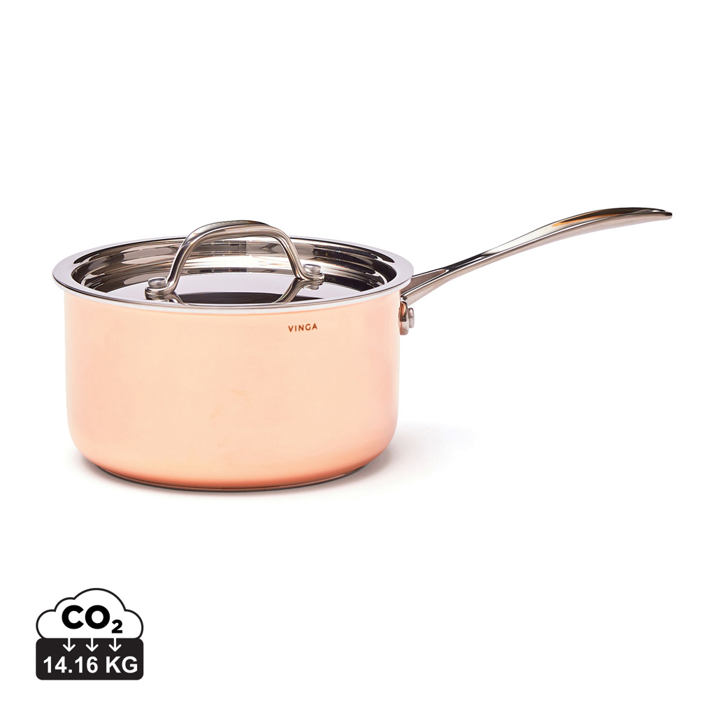 Gastro Induktion Kupfertopf 3-lagig Edelstahl 1,8 L braun