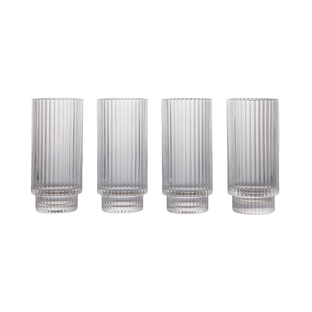 Highball-Gläser 360 ml, stapelbar, 4er Set – transparent