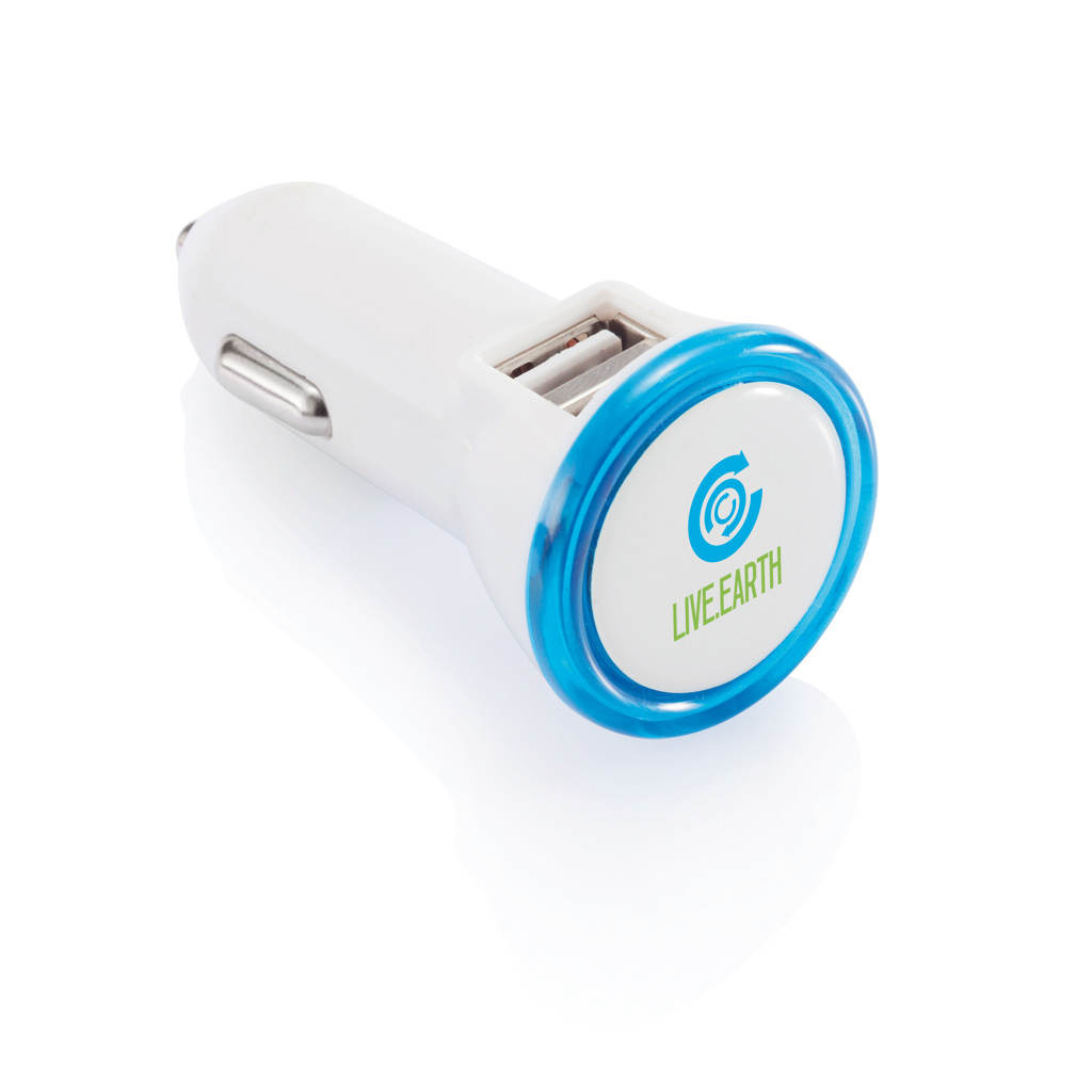 Kfz Dual-USB Ladeadapter 2.1A mit LED – blau Kfz Dual-USB Ladeadapter 2.1A mit LED – blau