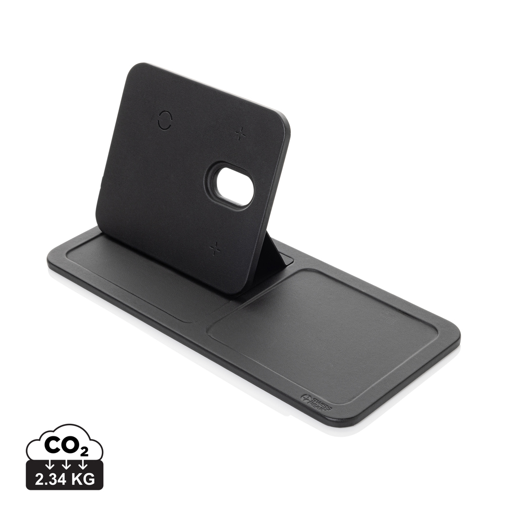 Swiss Peak 3-in-1 Wireless-Charging Desk-Tray aus RCS-recyceltem PU Swiss Peak 3-in-1 Wireless-Charging Desk-Tray aus RCS-recyceltem PU