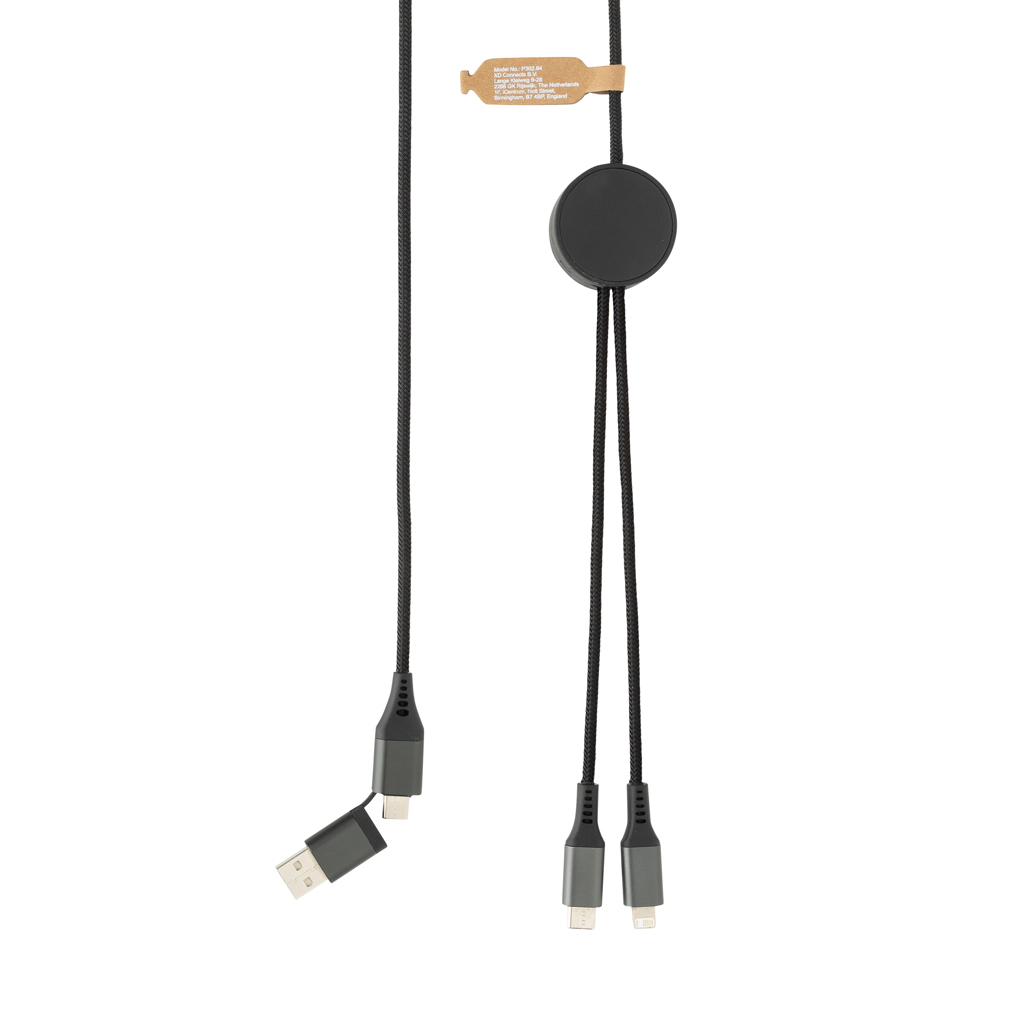 RCS-zertifiziertes 4-in-1 Ladekabel 3m, recycelt – grau RCS-zertifiziertes 4-in-1 Ladekabel 3m, recycelt – grau