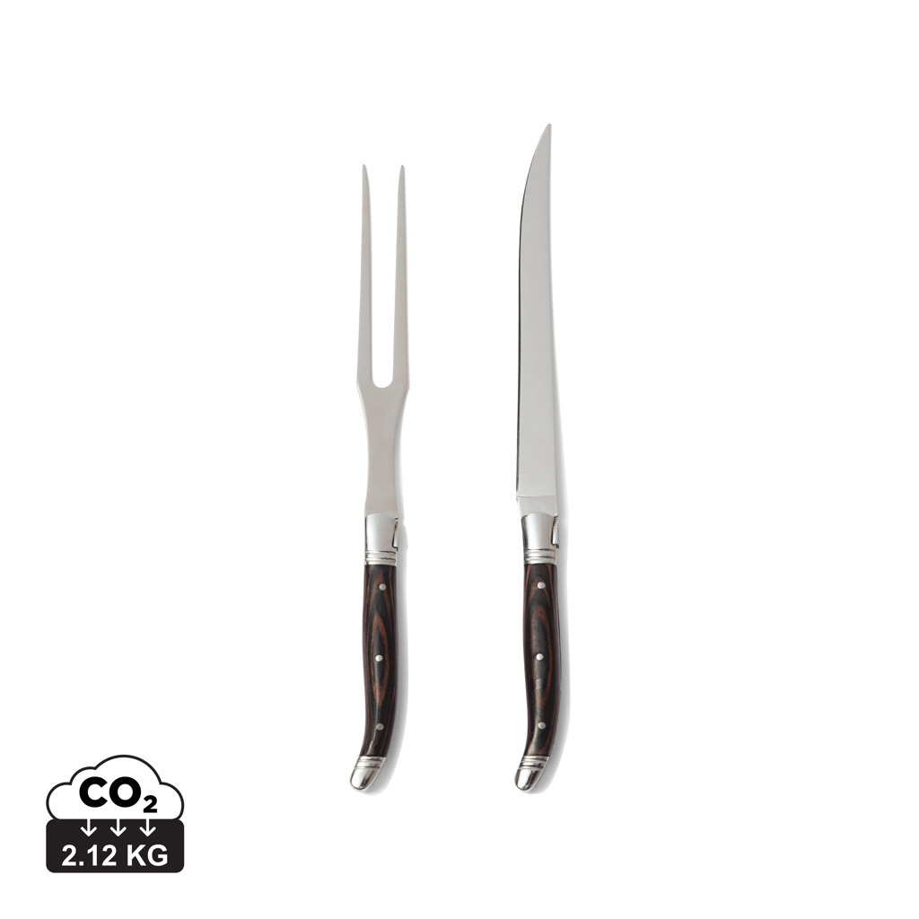 VINGA Gigaro Tranchier-Set Edelstahl/Holz, 30,5 cm – mit Lasergravur veredelbar