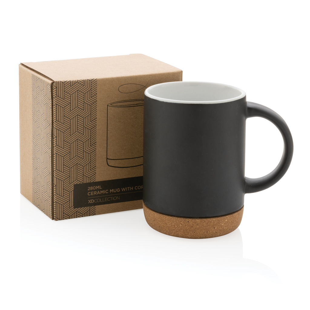 XD Collection Keramikbecher mit Korkboden 280 ml – bedruckbar