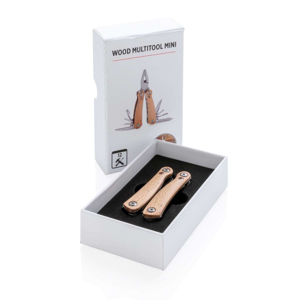 XD Collection Holz Mini-Multitool – 12-in-1 mit Buchengriff, veredelbar mit Lasergravur oder Tampondruck XD Collection Holz Mini-Multitool – 12-in-1 mit Buchengriff, veredelbar mit Lasergravur oder Tampondruck
