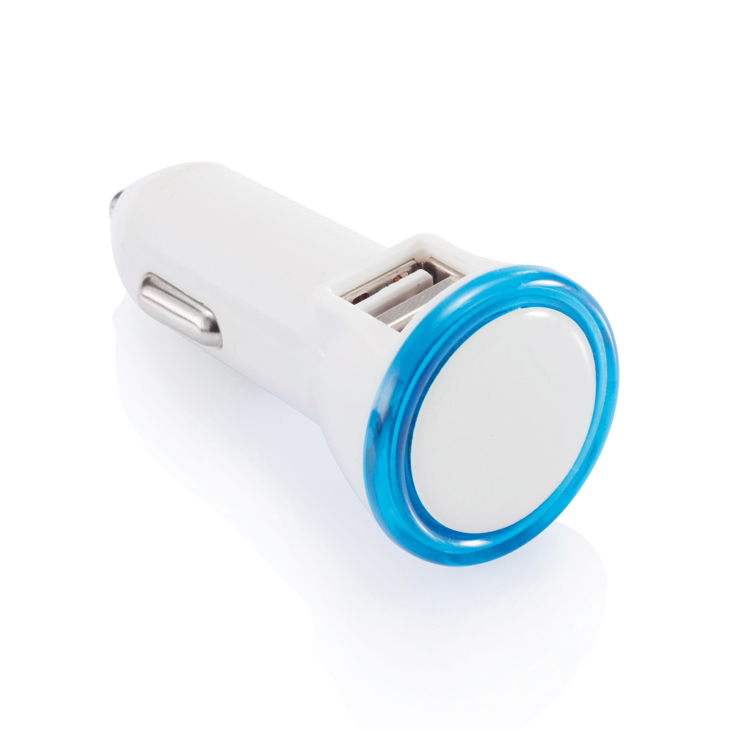 Kfz Dual-USB Ladeadapter 2.1A mit LED – blau Kfz Dual-USB Ladeadapter 2.1A mit LED – blau
