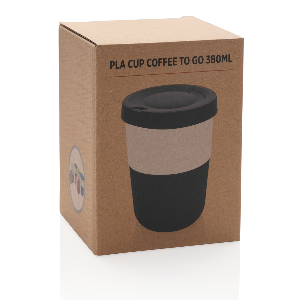 PLA Kaffeebecher To‑Go 380 ml, pflanzenbasiert – schwarz