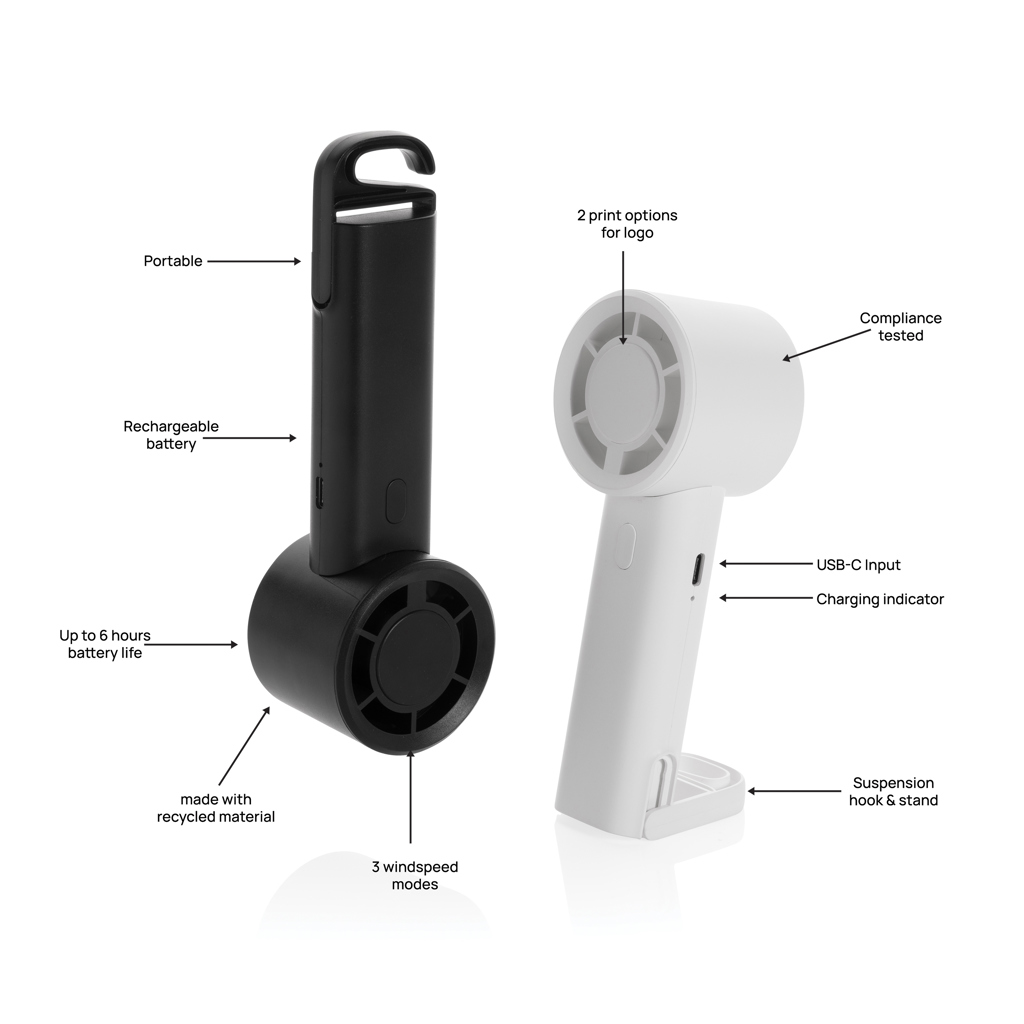 Twist Mini-Ventilator aus recyceltem ABS – XD Collection Twist Mini-Ventilator aus recyceltem ABS – XD Collection