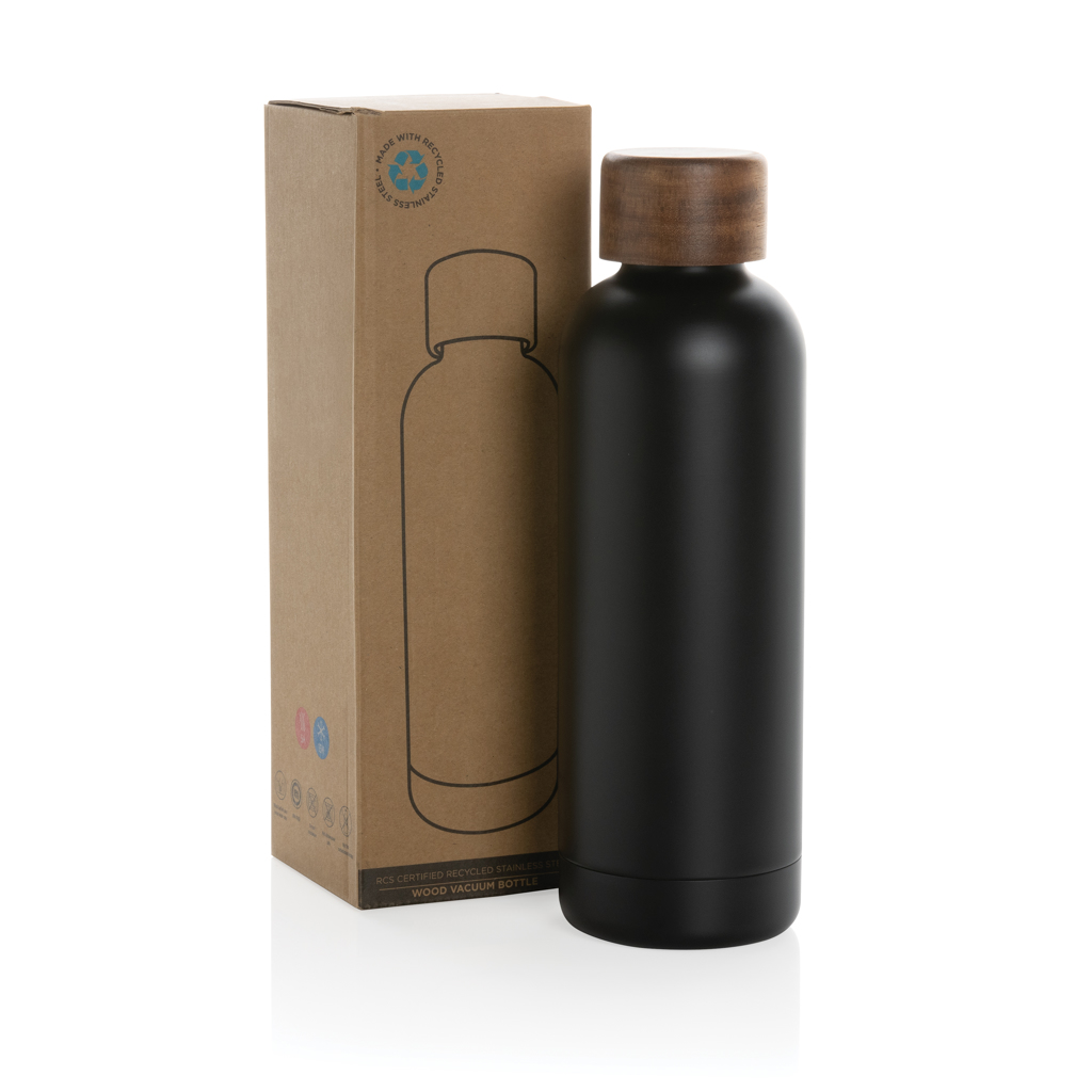 XD Collection Wood Vakuumflasche 500 ml aus RCS-recyceltem Edelstahl mit Akazienholzdeckel XD Collection Wood Vakuumflasche 500 ml aus RCS-recyceltem Edelstahl mit Akazienholzdeckel