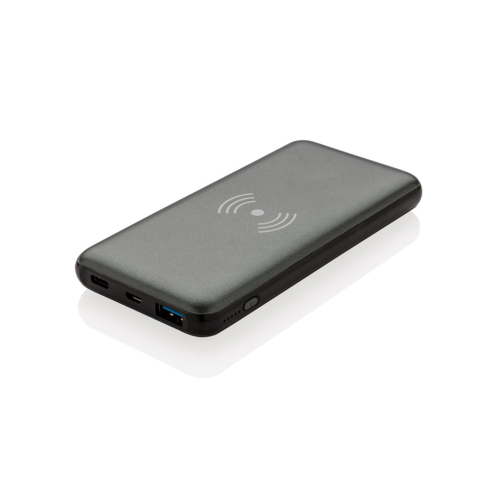 Powerbank 10000 mAh PD18W Wireless10W, Kabel PVC-frei grau