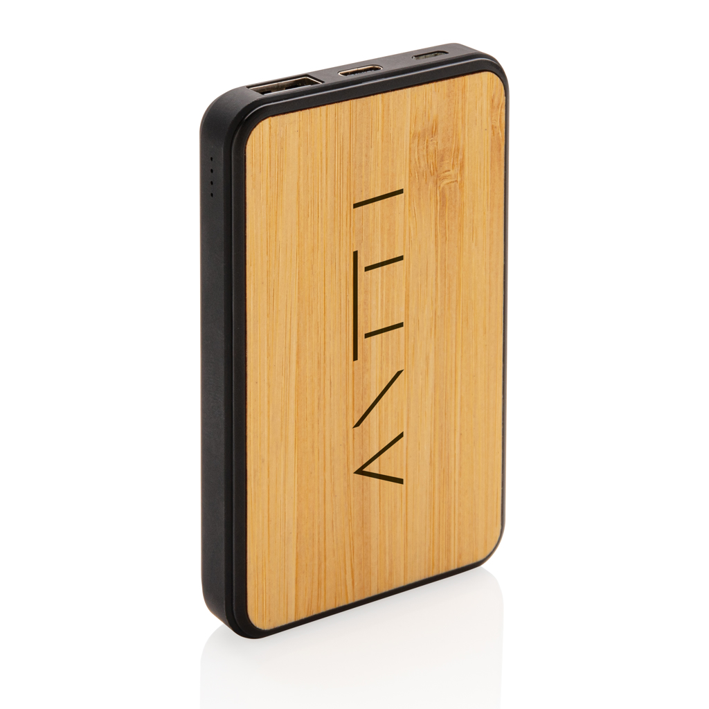 XD Collection 5.000 mAh Powerbank P322.37 aus recyceltem ABS und FSC-Bambus, bedruckbar