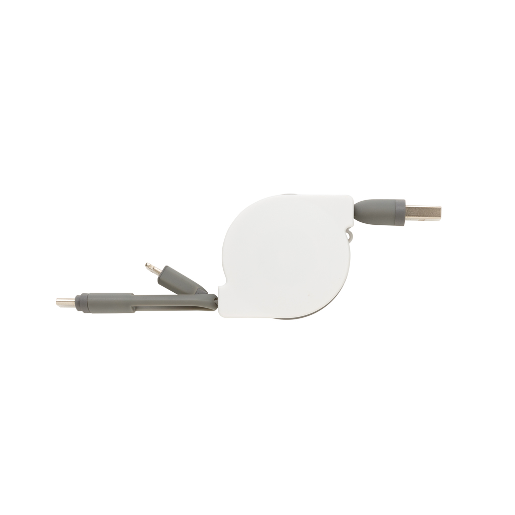 XD Collection 3-in-1 Ladekabel ausziehbar (USB-C, Lightning, Micro-USB) bedruckbar