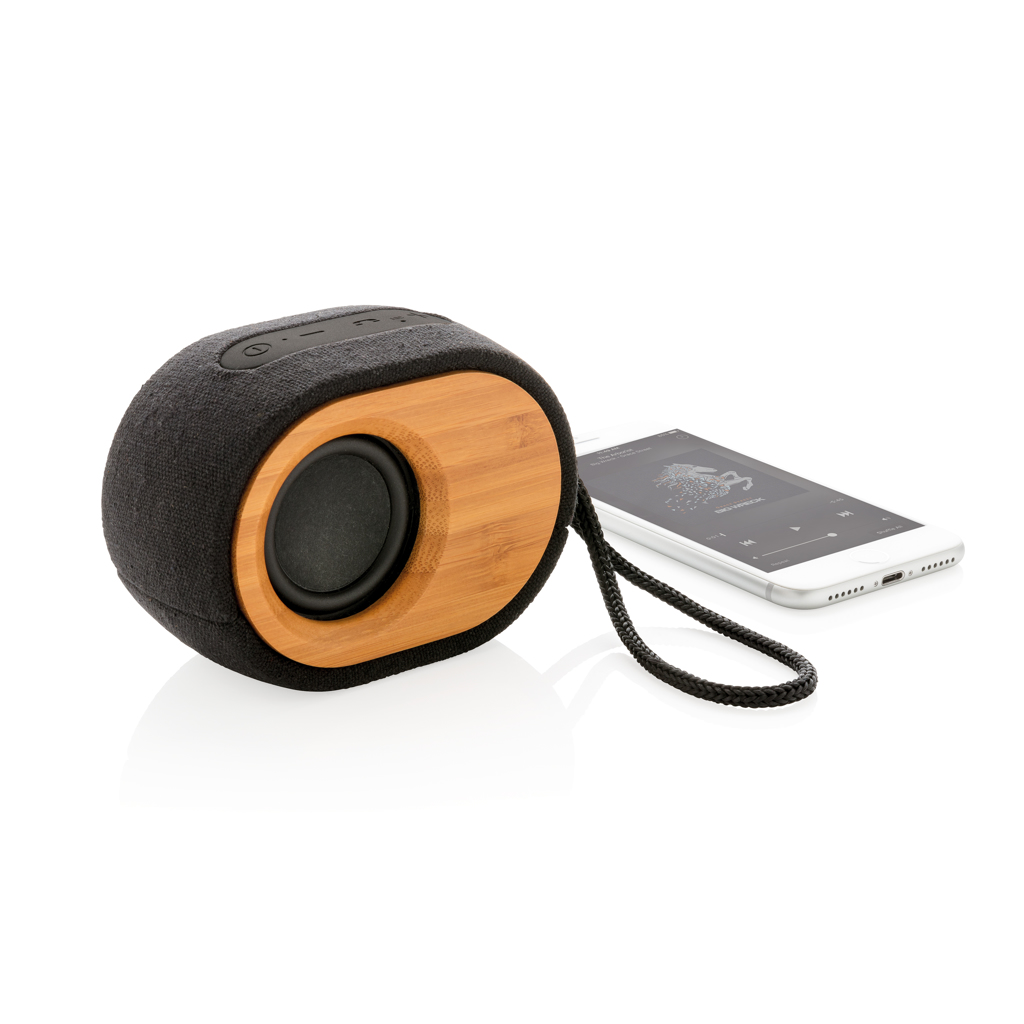 Recyceltes PET & Bambus Bluetooth Lautsprecher – schwarz