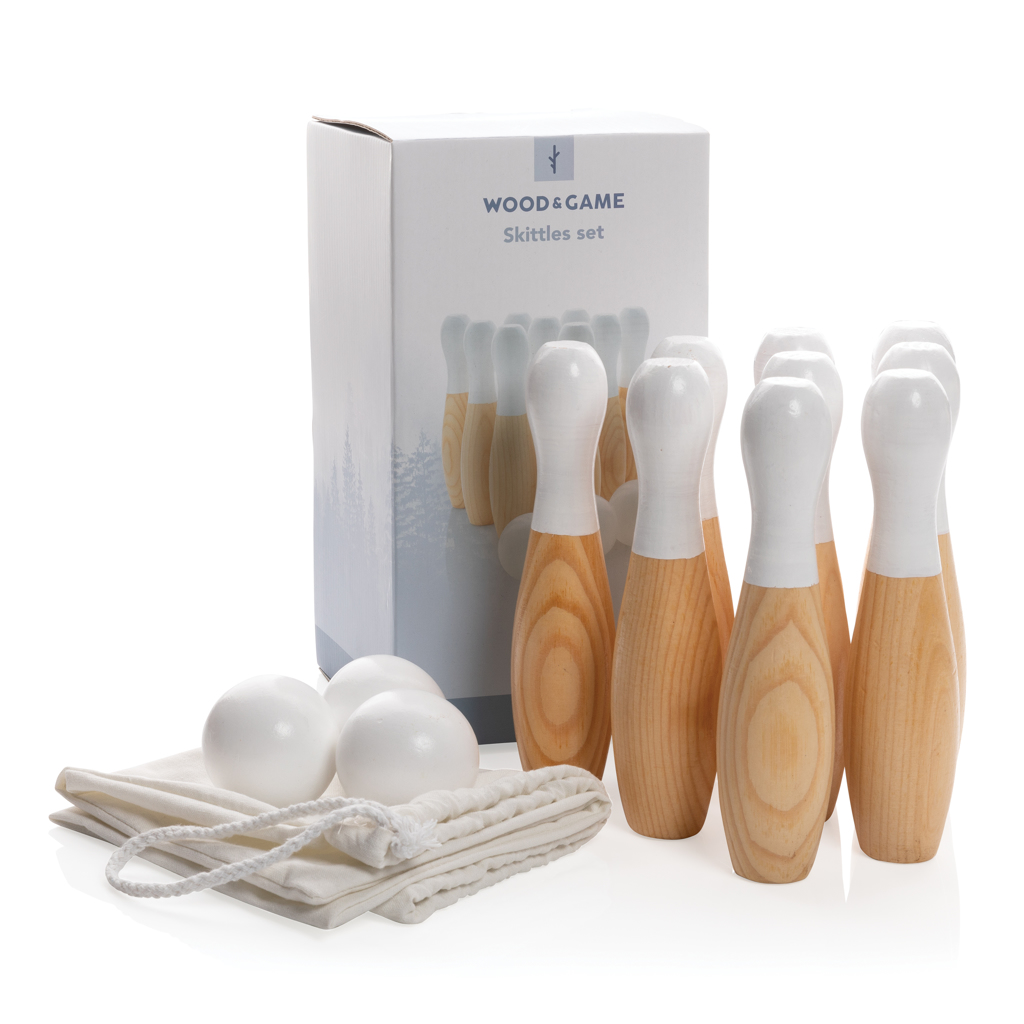 XD Collection Kegel-Set aus Kiefernholz mit Baumwollbeutel