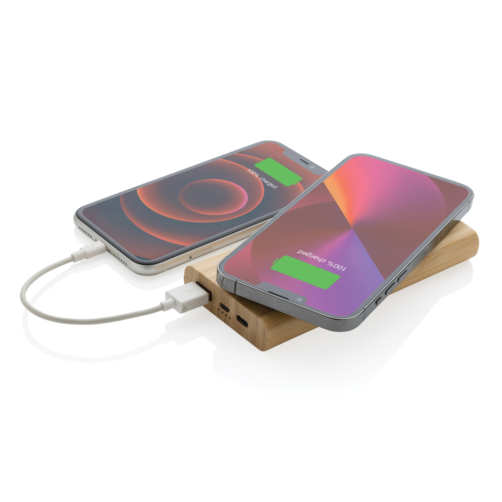 Bambus-Powerbank 8000mAh mit Wireless Charging – Stilvolles Eventgeschenk mit Logo Bambus-Powerbank 8000mAh mit Wireless Charging – Stilvolles Eventgeschenk mit Logo