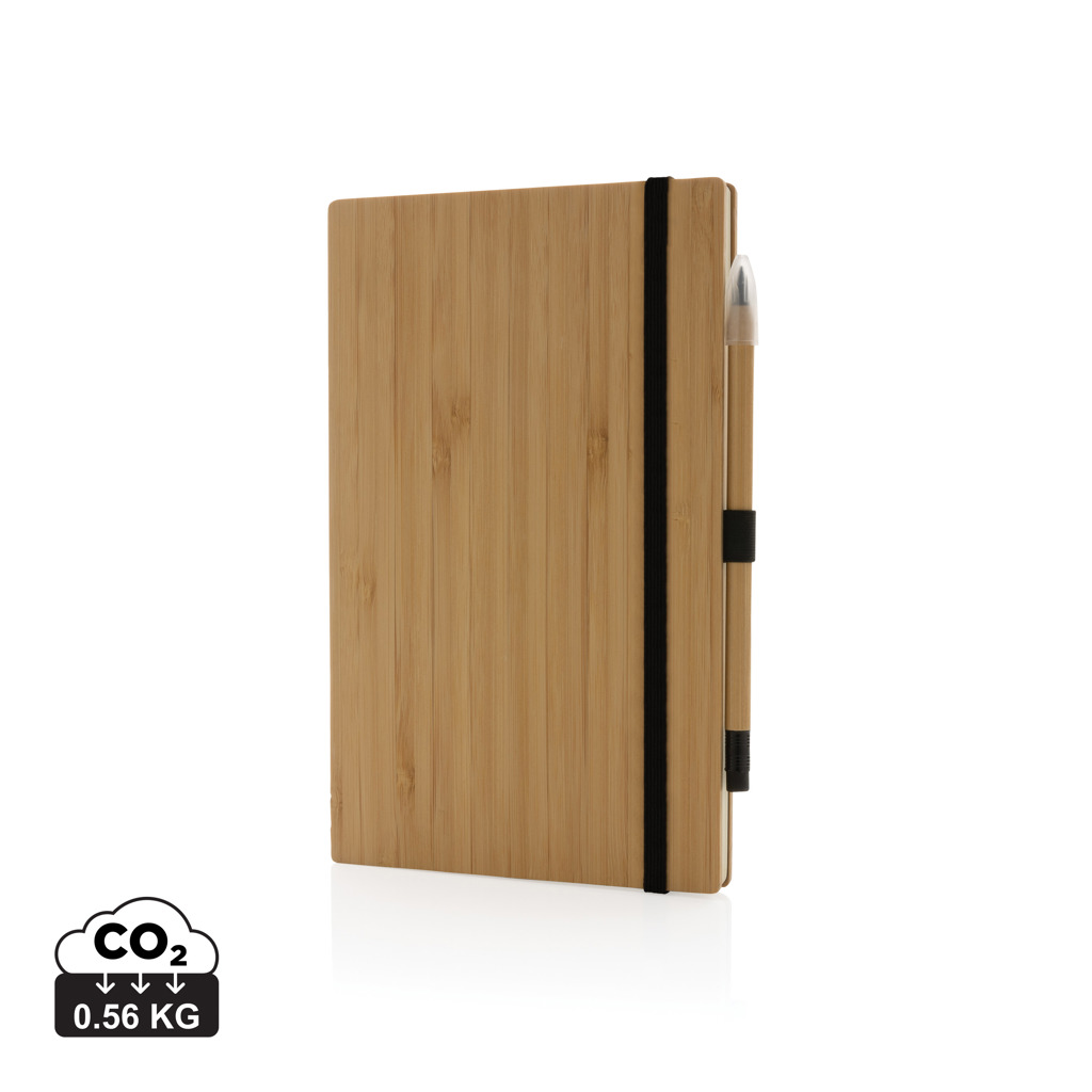XD Collection FSC-Bambus-Notizbuch mit Infinity-Bleistift im Set — bedruckbar