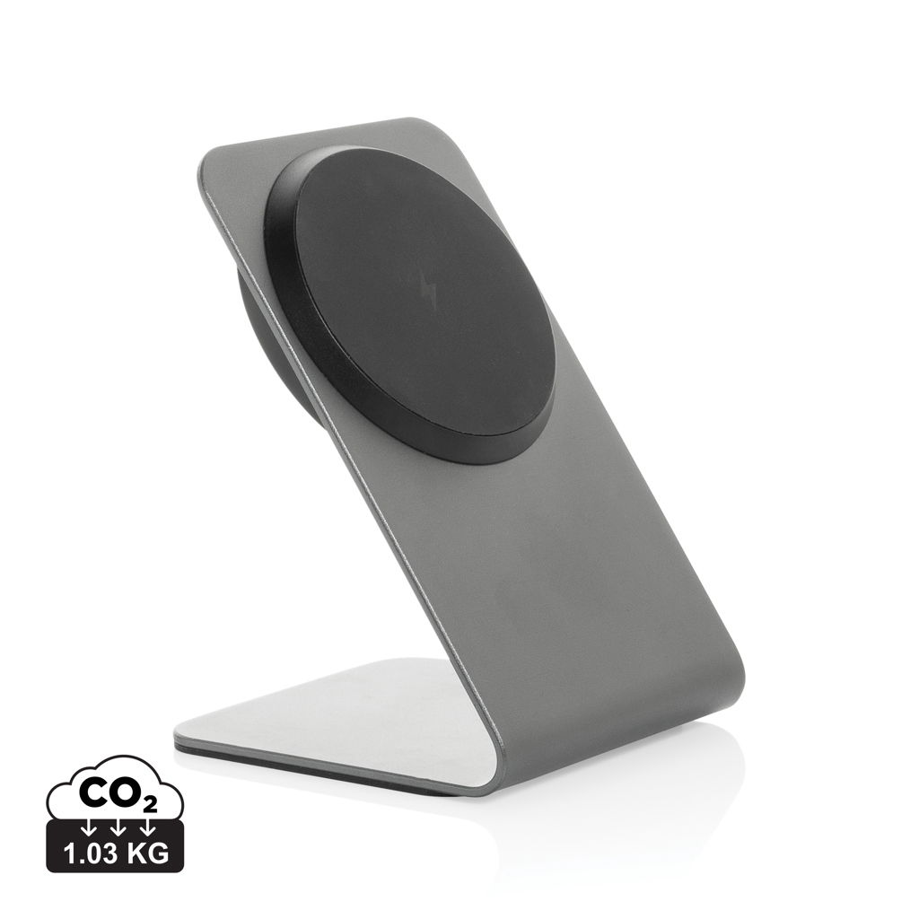 Terra Aluminium 15W Wireless-Charger magnetisch, recyceltes Aluminium, mit Logo bedruckbar