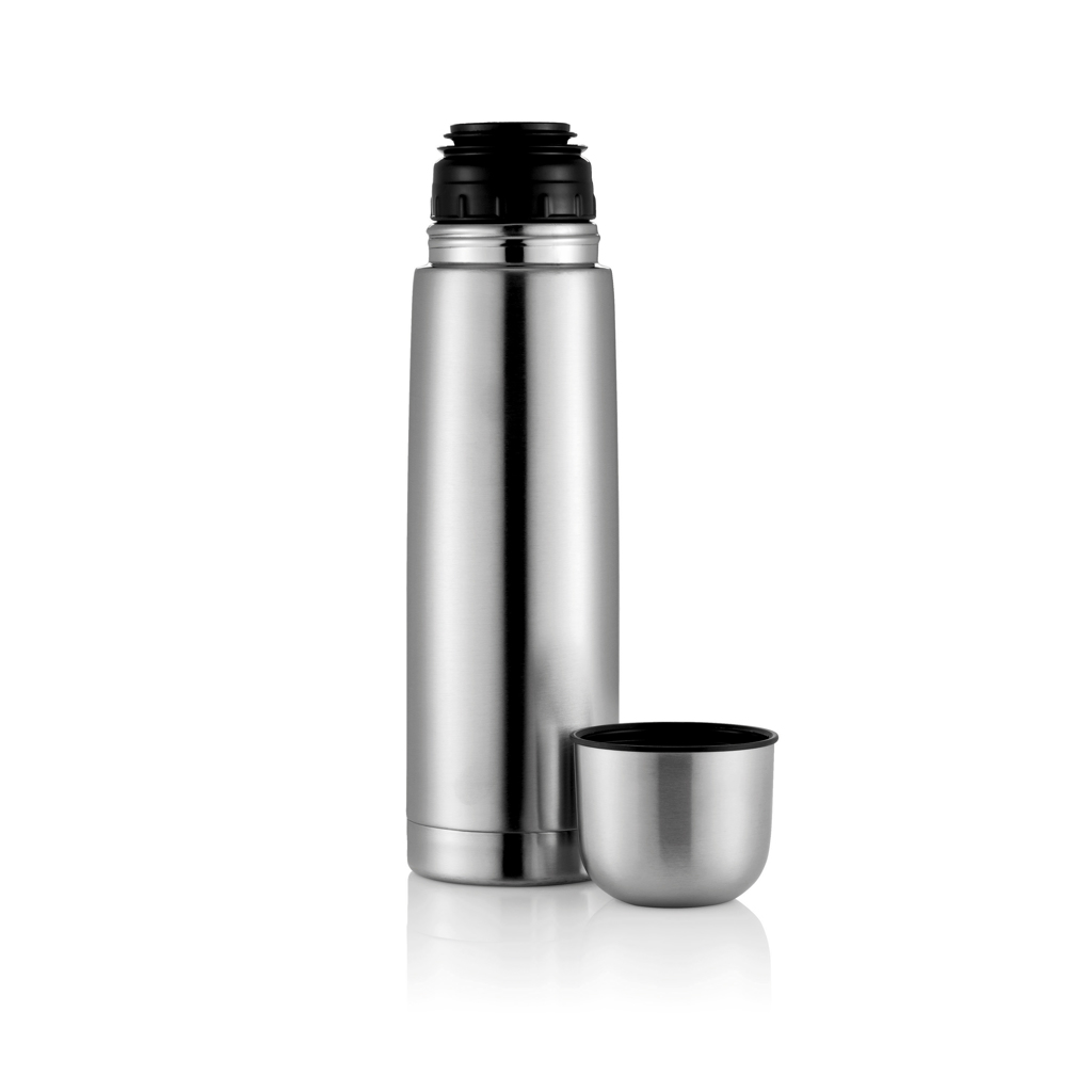 Isolierflasche Mono 500 ml, doppelwandig vakuumisoliert mit Druckverschluss und Trinkbecher — XD Collection