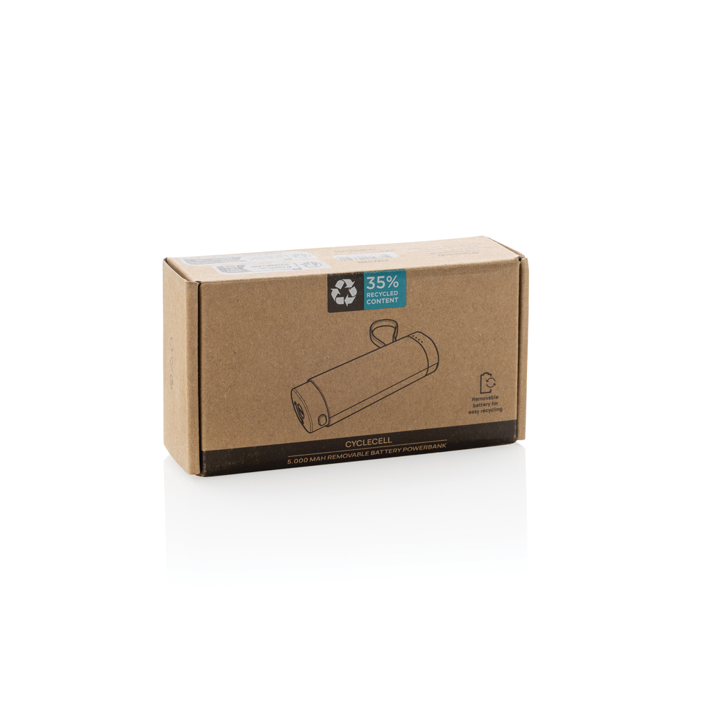 CycleCell 5000mah Powerbank mit herausnehmbarer Batterie - Innovatives Werbegeschenk für Events und Messen