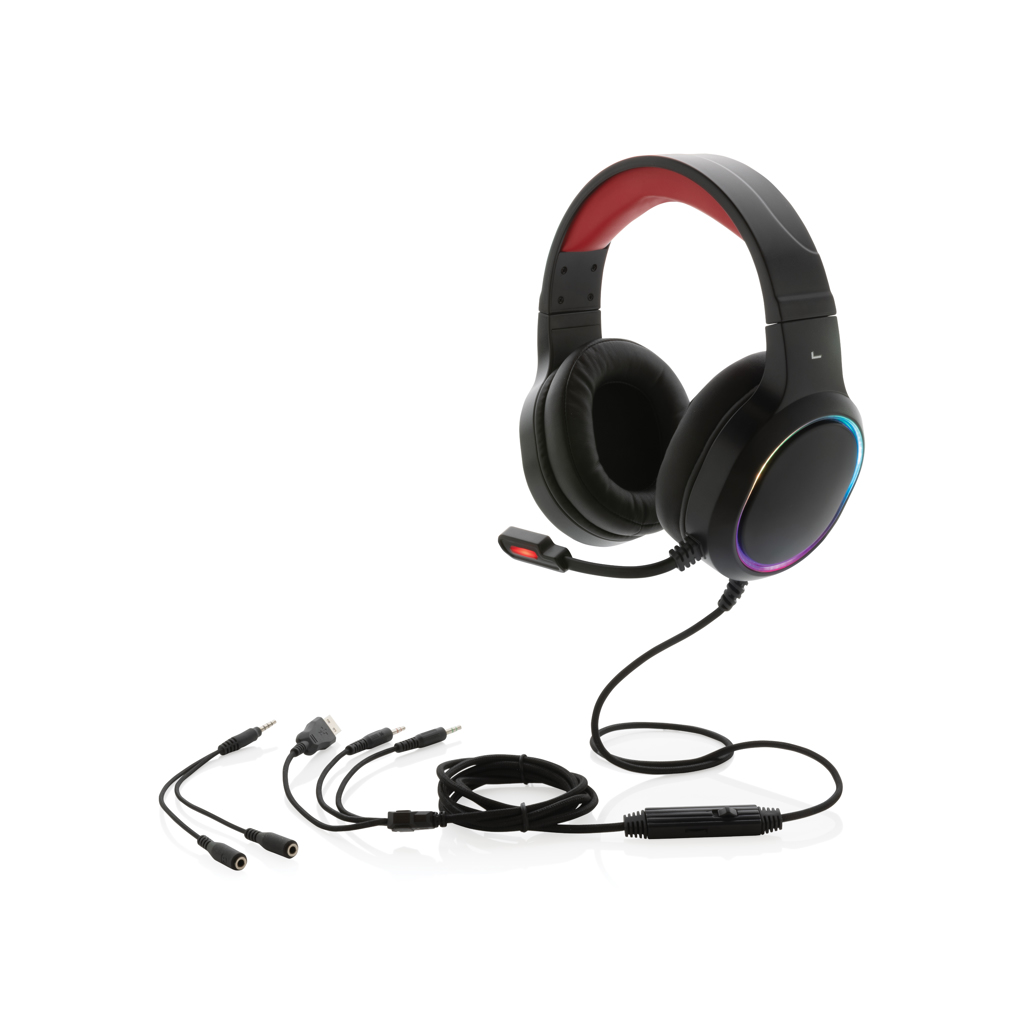 Gaming Hero RGB Gaming Headset mit Mikrofon, PVC-frei, beidseitig bedruckbar