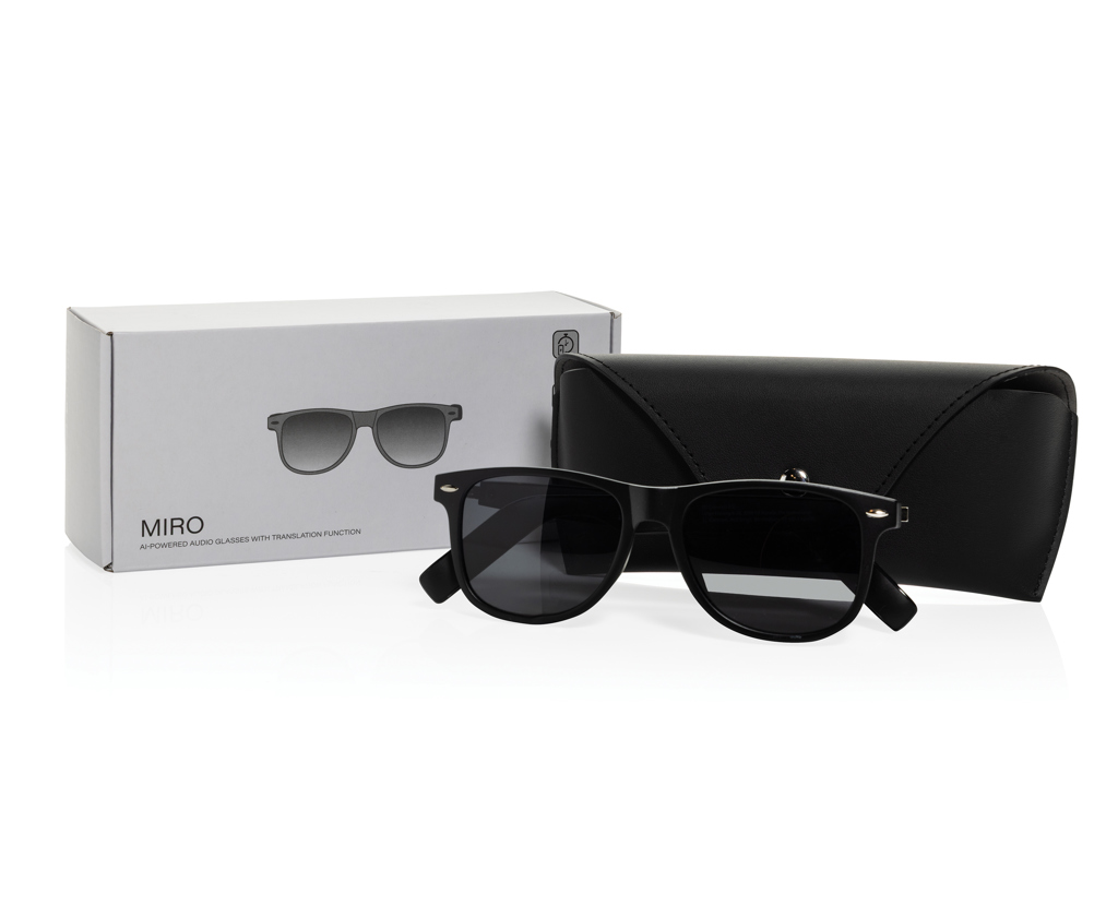 XD Collection Miro KI-Audiobrille mit Übersetzungsfunktion und UV400-Gläsern – mit Logo XD Collection Miro KI-Audiobrille mit Übersetzungsfunktion und UV400-Gläsern – mit Logo