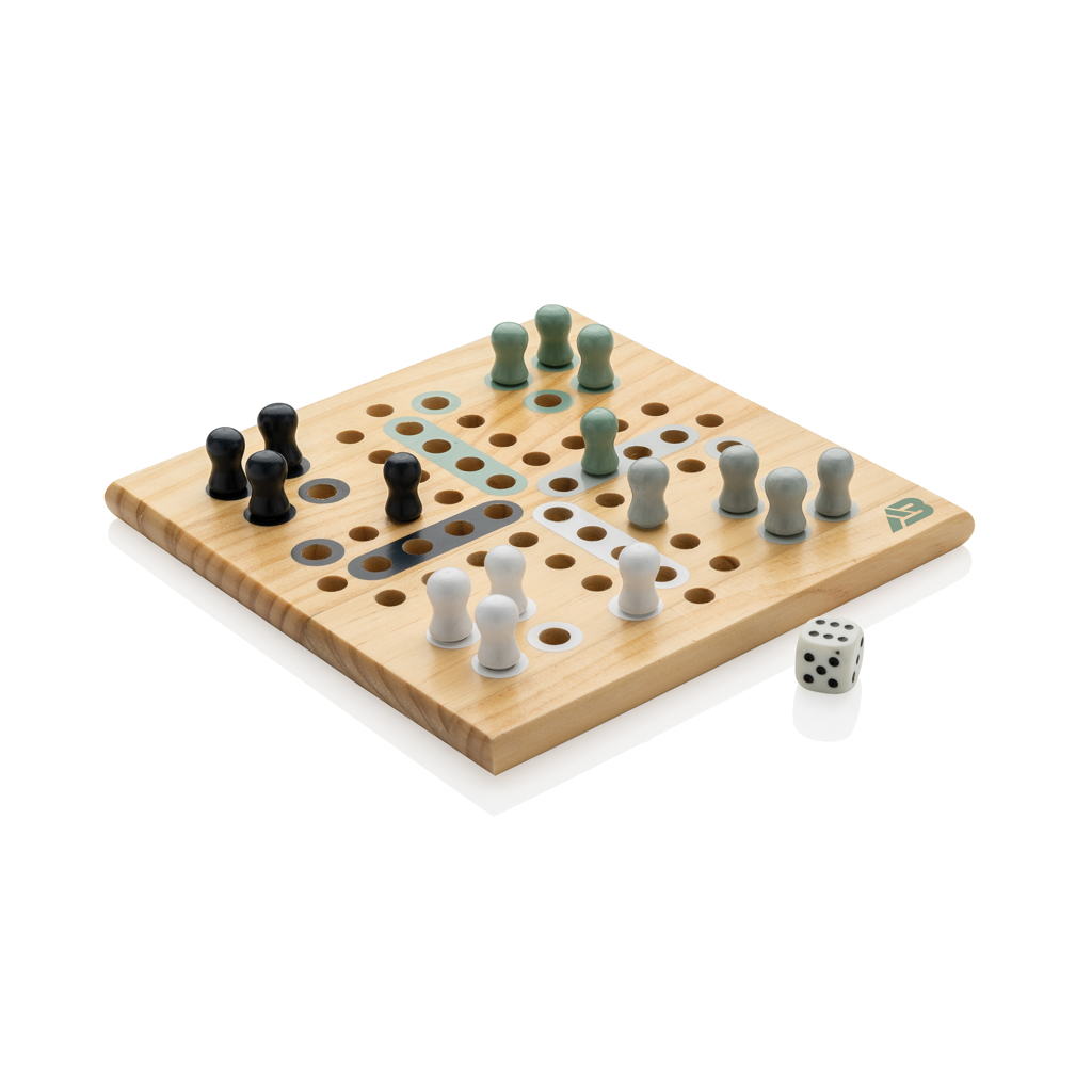 Claire Ludo-Spiel aus Holz mit FSC 100% Zertifizierung, gravierbar