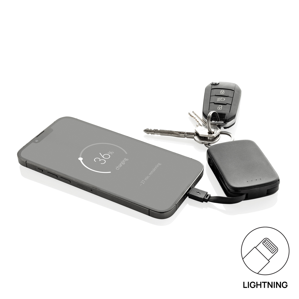 XD Collection Nexo Schlüsselanhänger-Powerbank 2.000 mAh mit Lightning- und USB-C-Kabel – bedruckbar XD Collection Nexo Schlüsselanhänger-Powerbank 2.000 mAh mit Lightning- und USB-C-Kabel – bedruckbar