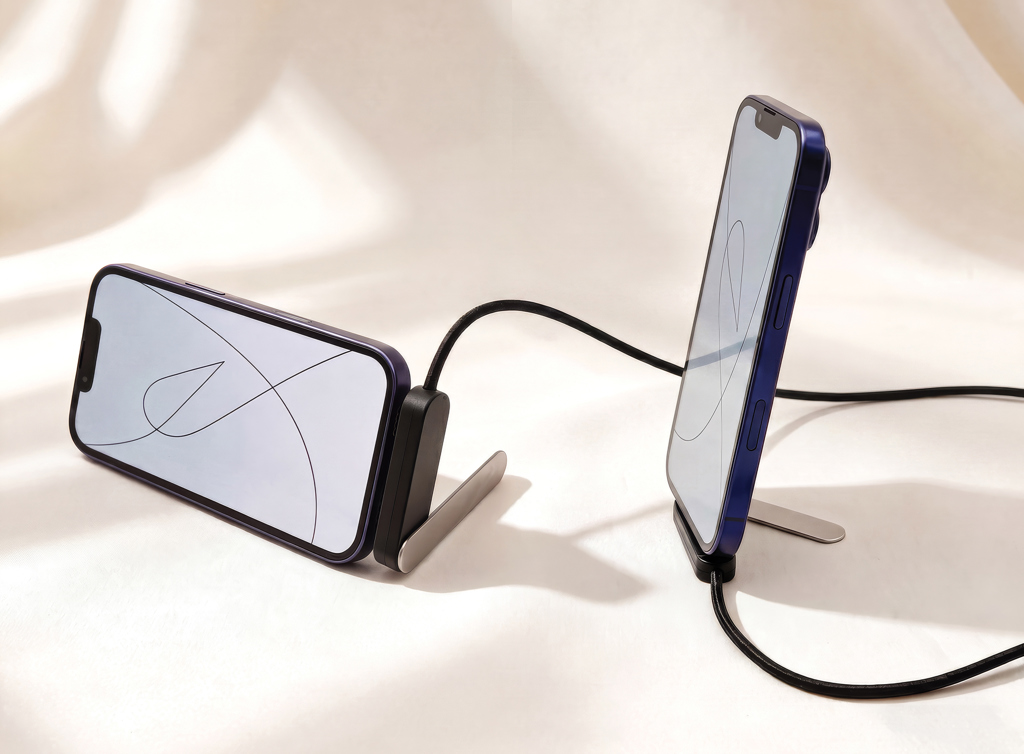 XD Xclusive Aluvia 65W USB-C-Ladekabel mit Handyhalter – mit Logo gravierbar